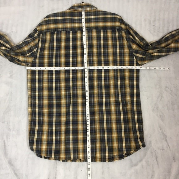 US Expedition Plaid Shirt Mens XL Long Sleeve Button Up Cotton Blue and Mustard - Picture 10 of 12